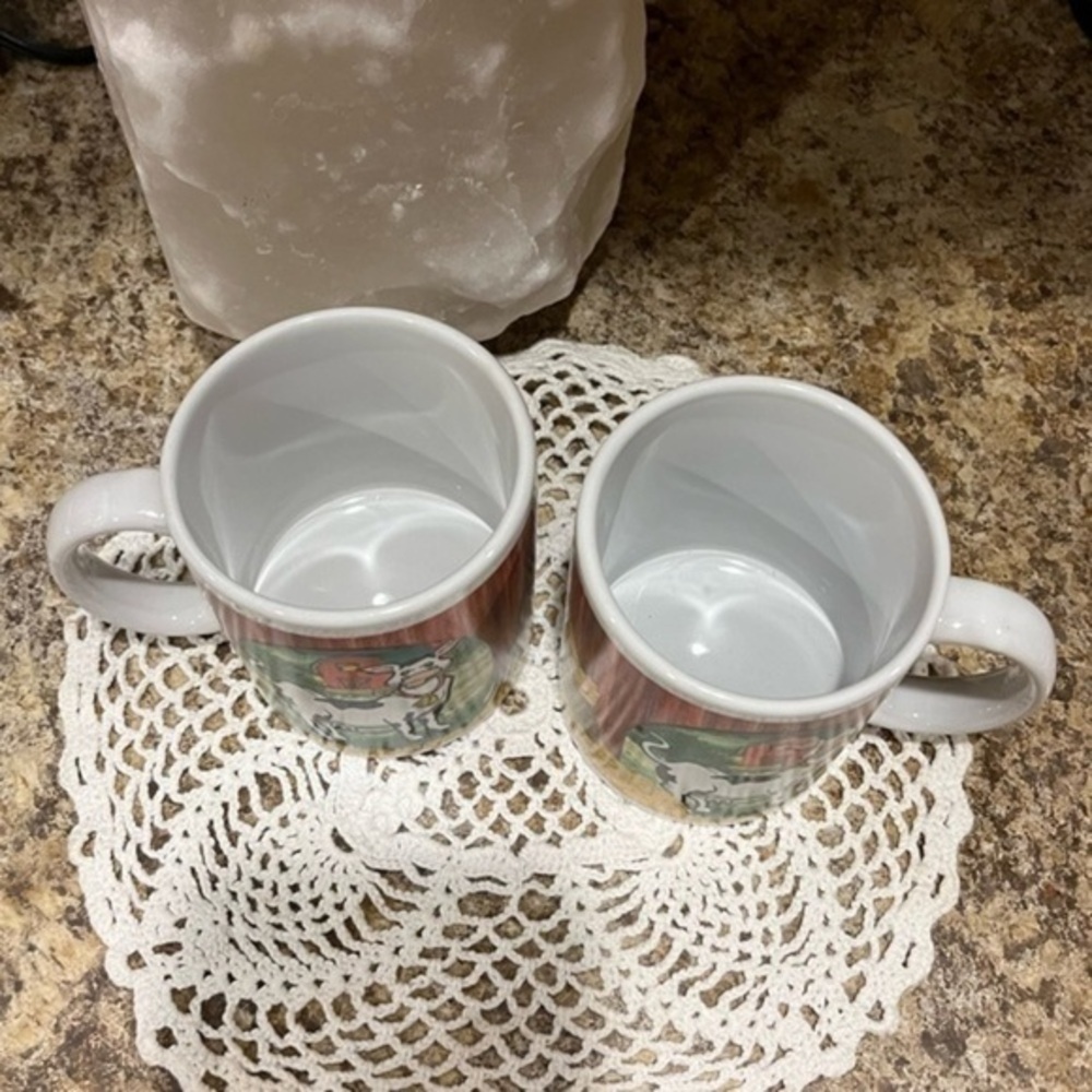 Houston Harvest Fun Cow and Barn Farm Mug Set of Two Coffee Tea - Picture 6 of 13